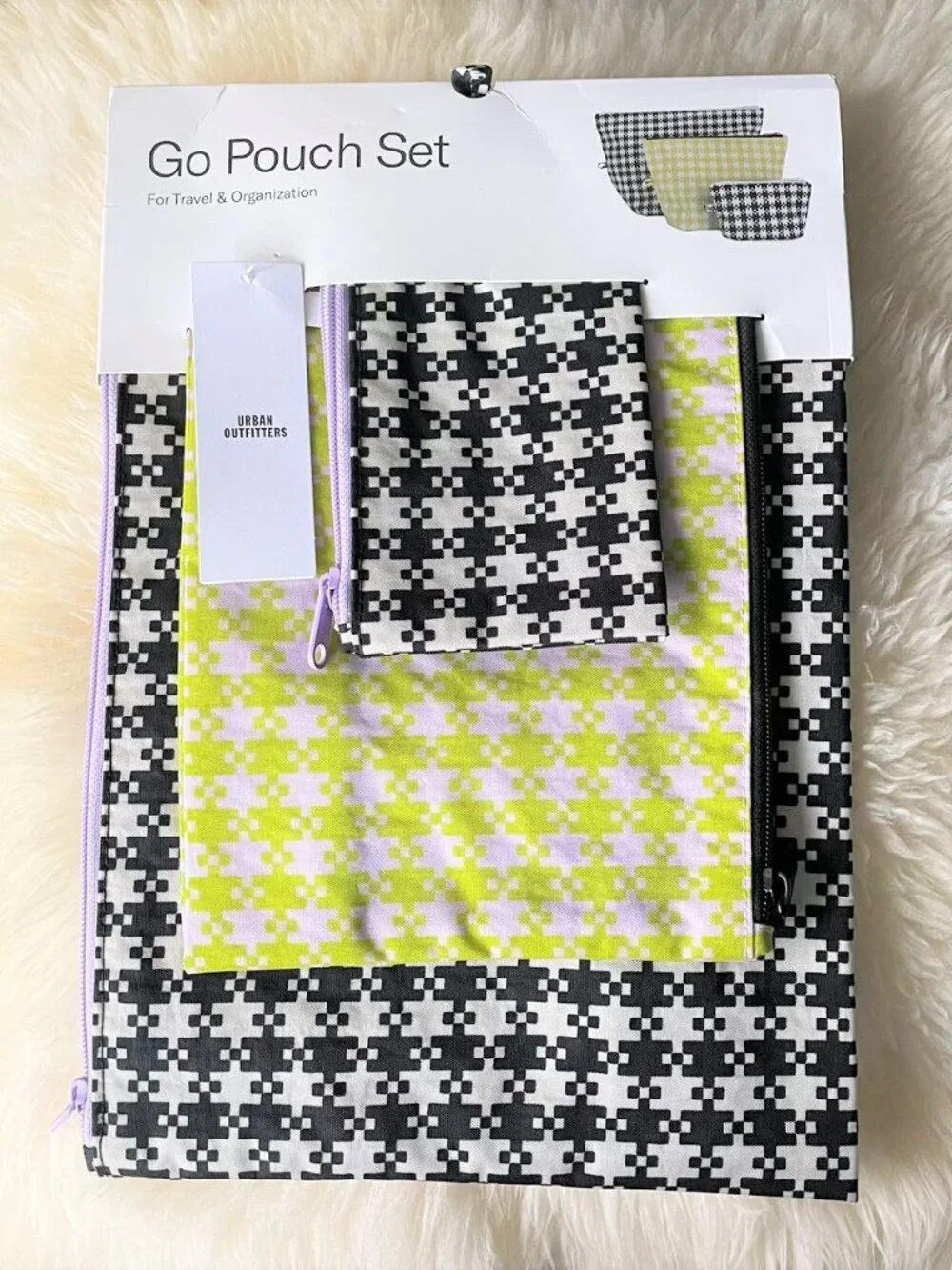 NWT Baggu Flat Pouch Set - Pixel Gingham